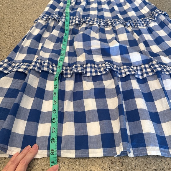 J. CREW Flutter-Sleeve Ruffle-Tiered Midi Dress Gingham Combo Blue White - Picture 8 of 9